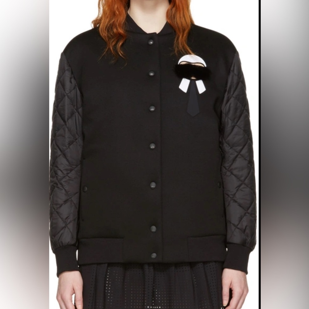 Fendi Black Quilted Bomber Jacket